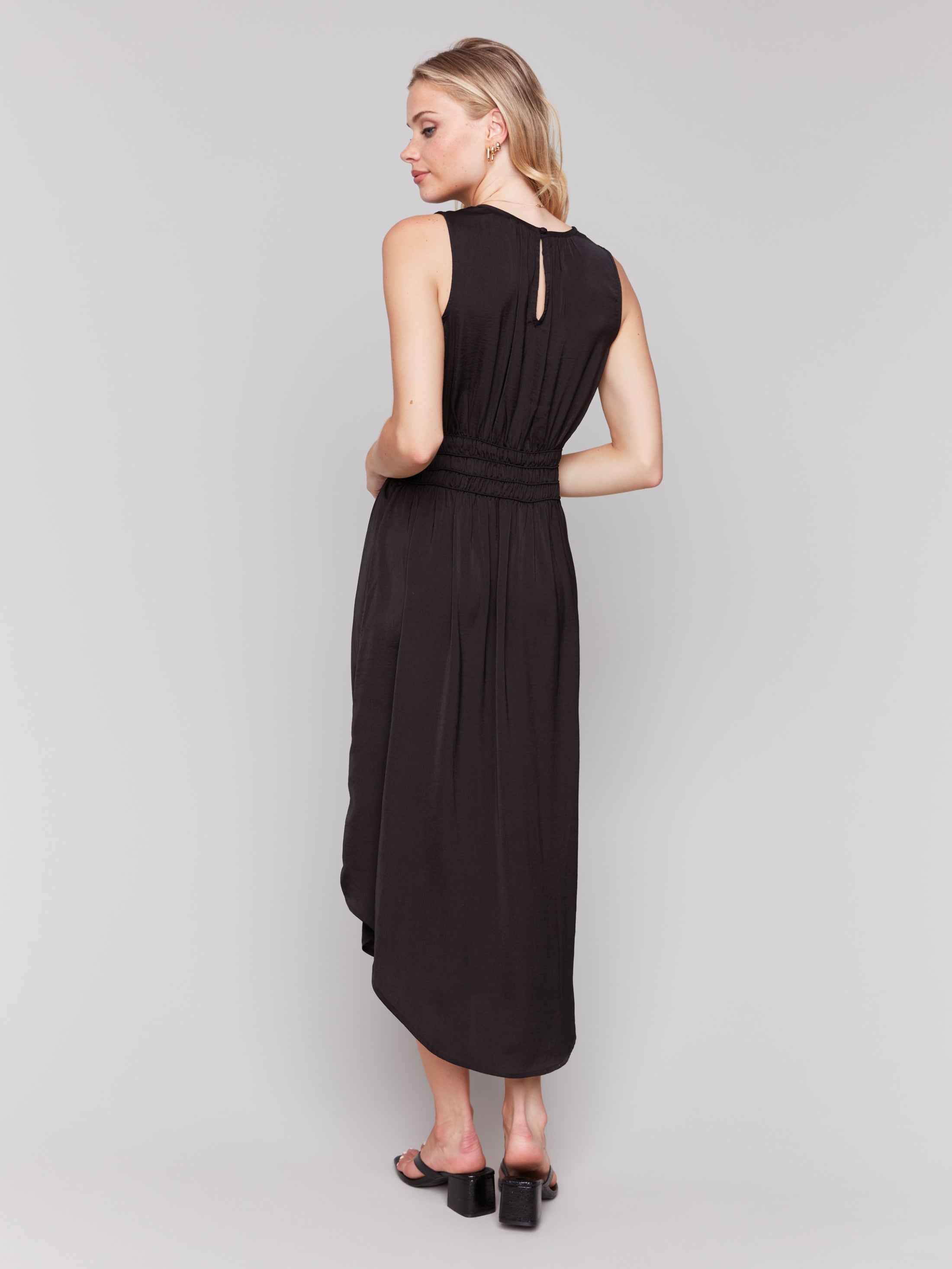 CHARLI B CREWNECK DRESS WITH ELASTIC WAISTBAND